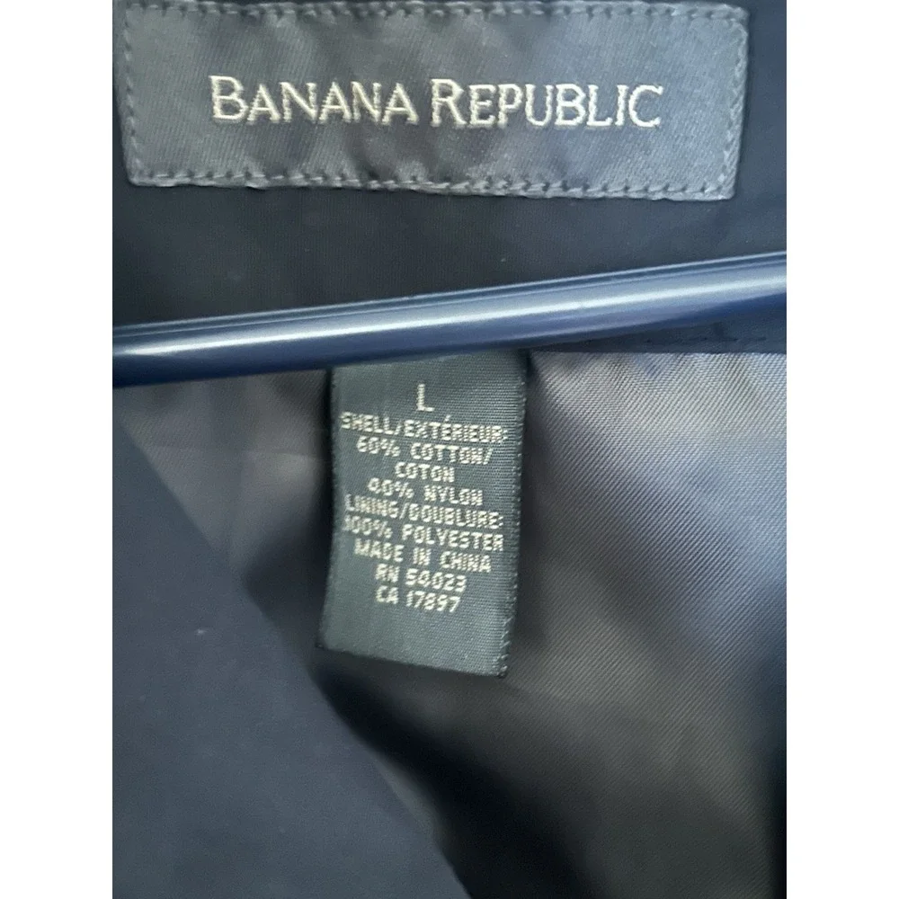Men's Banana Republic Black Windbreaker Full Zip Jacket Size L Preppy Casual